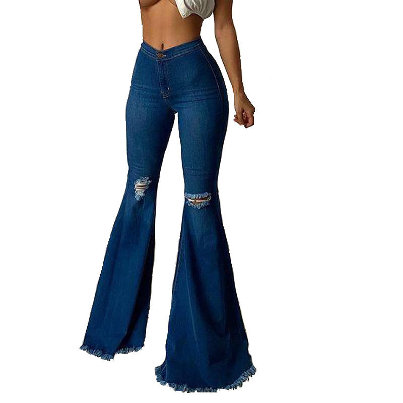 Colored Stretchy Denim Flare Jeans