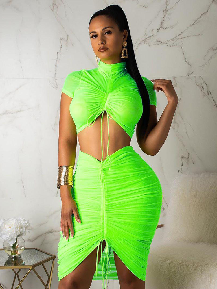 Turtleneck Short Sleeve Crop 2 Piece Set